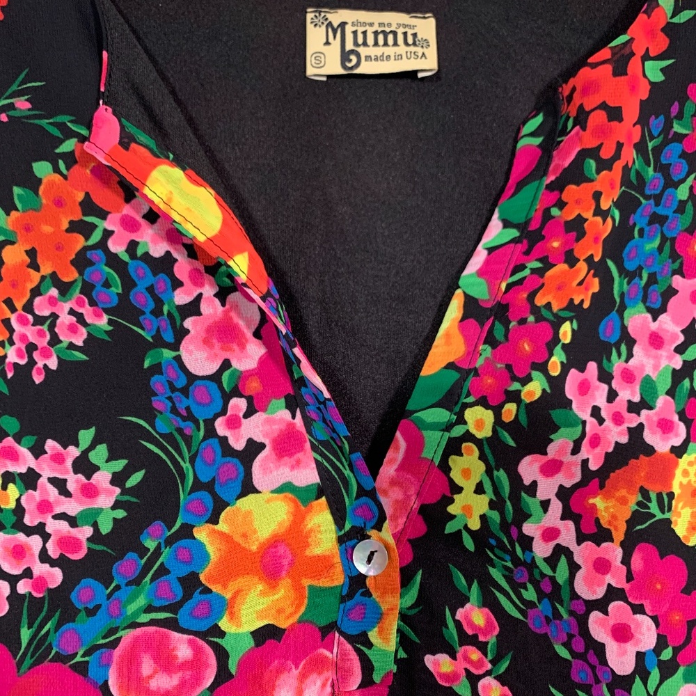 Show Me Your MuMu Floral Tunic Blouse Sz S EUC - Picture 5 of 15